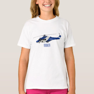 Police helicopter cartoon illustration T-Shirt