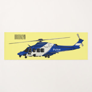 Police helicopter cartoon illustration  yoga mat