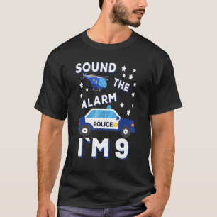 Police Helicopter Sound The Alarm I'm 9 Police Boy T-Shirt