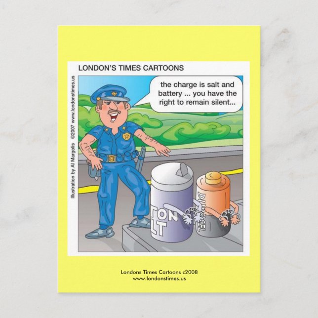 Police Humour Assault & Battery Funny Postcards (Front)
