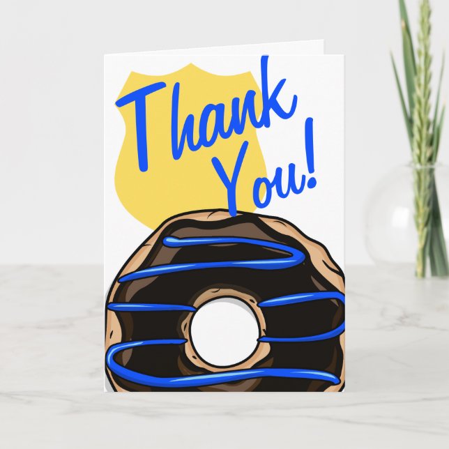 Police Humour Thin Blue Line Doughnut Thank You Card (Front)