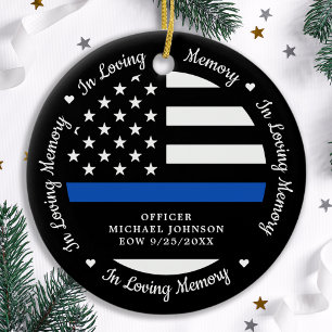 Police In Loving Memory Thin Blue Line Memorial Ceramic Tree Decoration