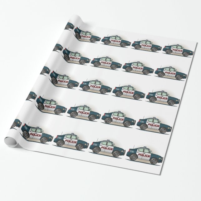 Police Interceptor Car Cop Car Wrapping Paper (Unrolled)