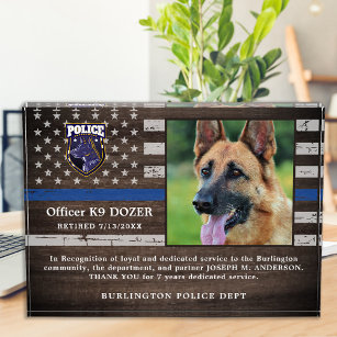 Police K9 Dog Law Enforcement Officer Retirement Acrylic Award