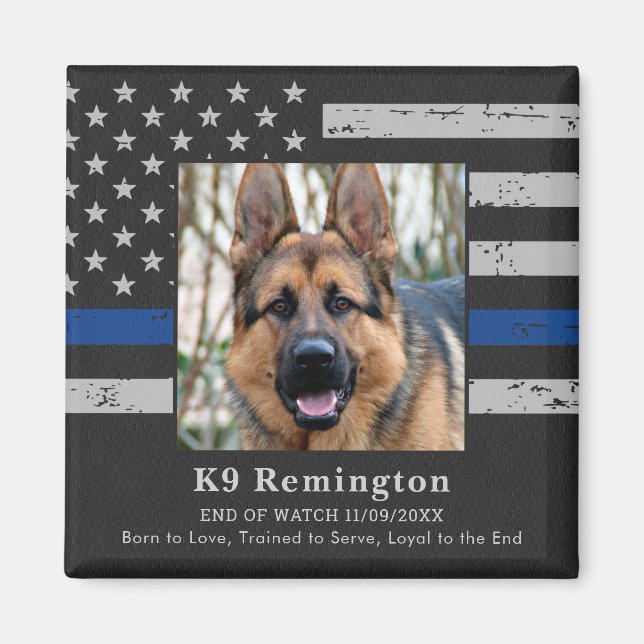 Police K9 Memorial - Thin Blue Line - Police Dog Magnet (Front)