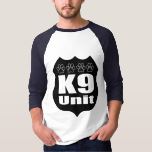 Police K9 Unit Black Badge Dog Paws T-Shirt