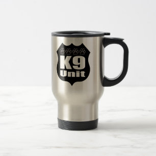 Police K9 Unit Black Badge Dog Paws Travel Mug