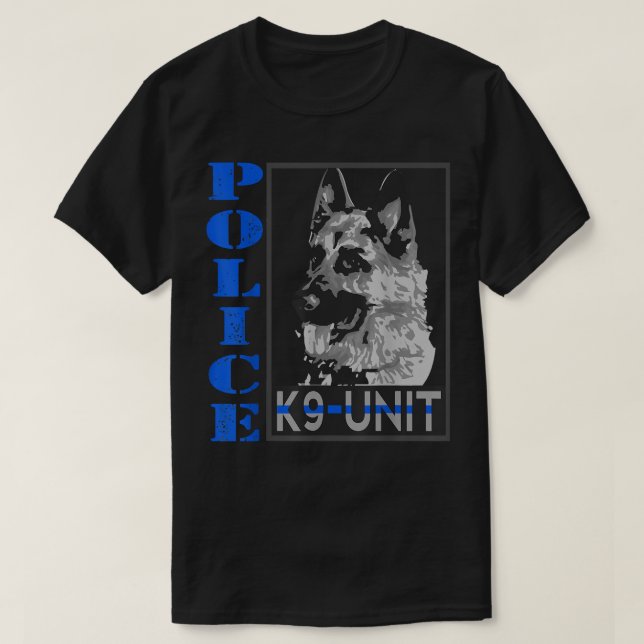 Police K-9 Unit Thin Blue Line Officer Dog German  T-Shirt (Design Front)