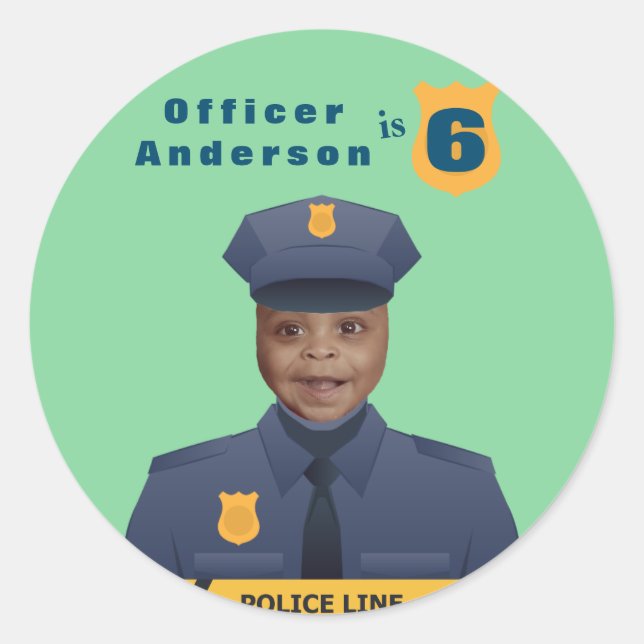 Police Kids Birthday Classic Round Sticker (Front)