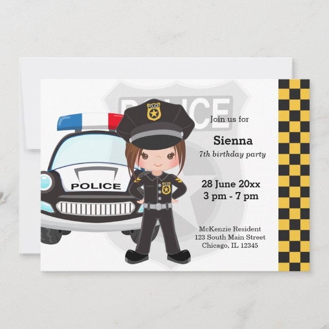Police kids party invitation (Front)