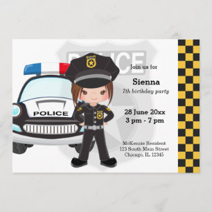 Police kids party invitation
