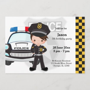 Police kids party invitation