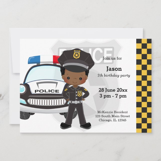 Police kids party invitation (Front)