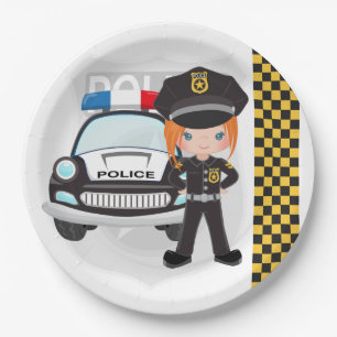 Police kids party paper plate