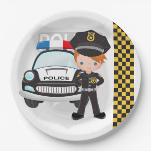 Police kids party paper plate