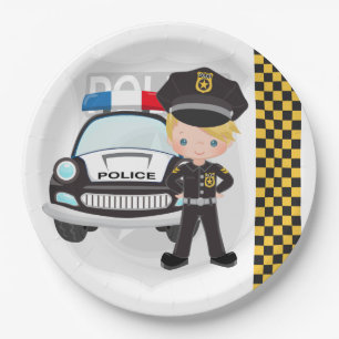 Police kids party paper plate