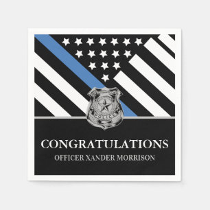 Police Law Enforcement Graduation Blue Line Flag Napkin