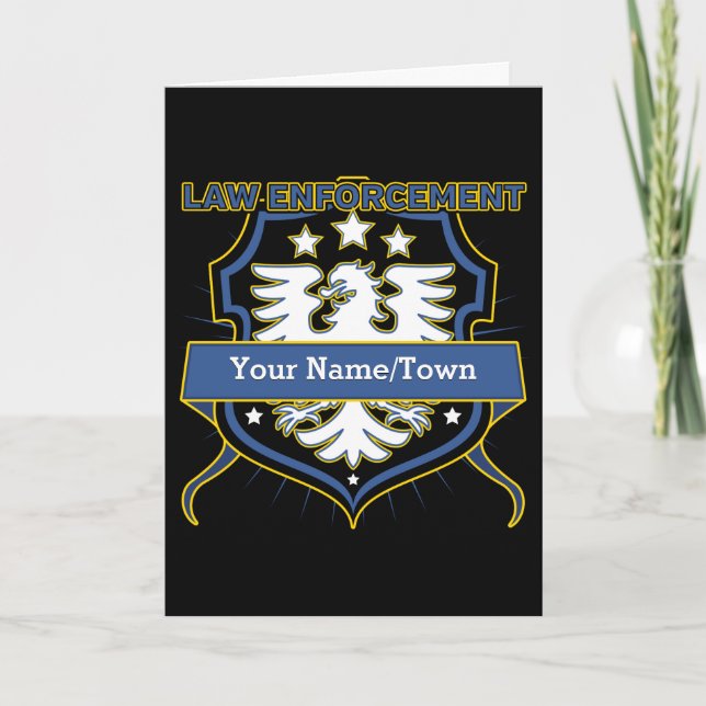 Police Law Enforcement Heraldry Crest Thank You Card (Front)