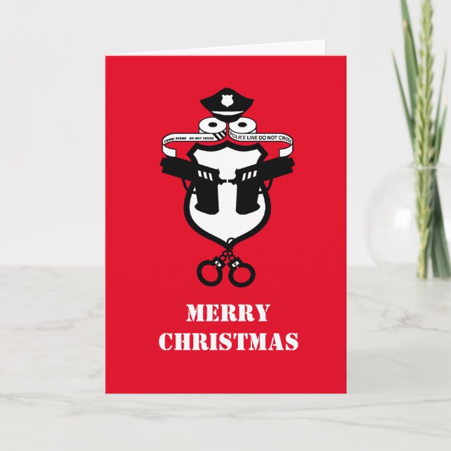 Police Law Enforcement Icon Christmas Card (Front)