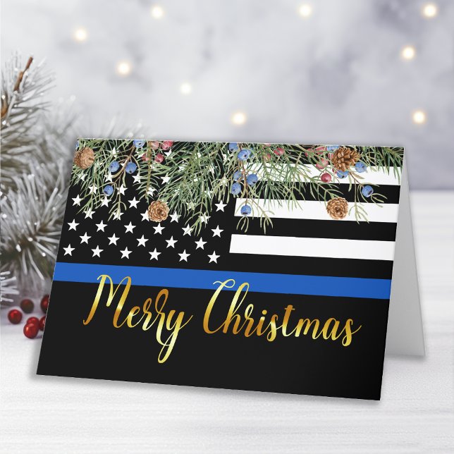 Police Law Enforcement Merry Christmas Thank You Card (Creator Uploaded)