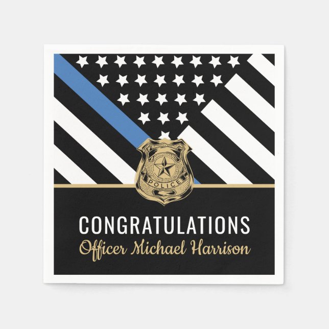 Police Law Enforcement Officer Graduation Party Napkin (Front)