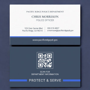 Police Law Enforcement QR Code Thin Blue Line Business Card