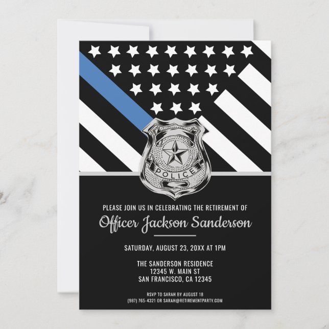 Police Law Enforcement Retirement Party Invitation (Front)