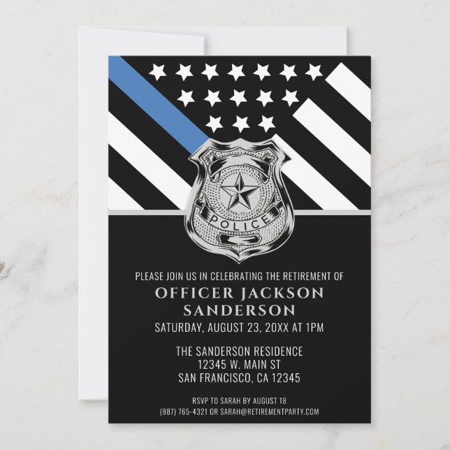 Police Law Enforcement Retirement Party Officer Invitation (Front)
