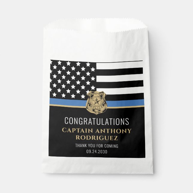 Police Law Enforcement Retirement Thin Blue Line Favour Bags (Front)