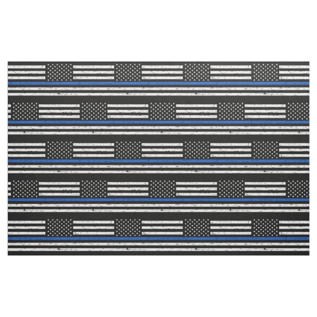 Police Law Enforcement Thin Blue Line Fabric (Fat Quarter)