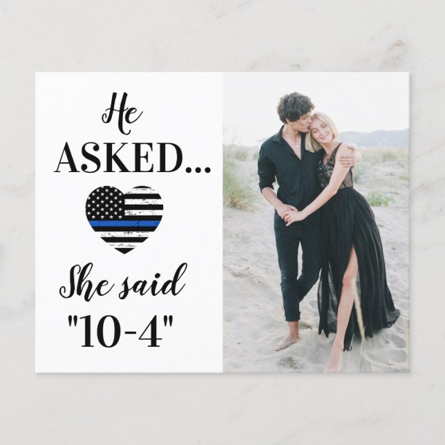 Police Law Enforcement Wedding Photo Save The Date (Front)