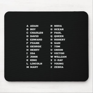 Police Law Enformcement Phonetic Alphabet Code Mouse Mat