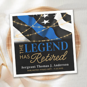 Police Legend Thin Blue Line Flag Retirement Party Napkin