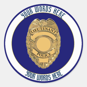 Police Lieutenant Badge Custom Classic Round Sticker