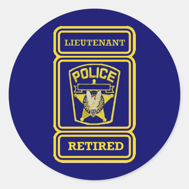 Police Lieutenant Retired Badge Classic Round Sticker (Front)