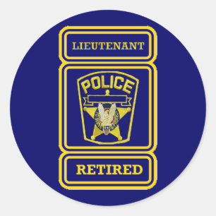 Police Lieutenant Retired Badge Classic Round Sticker