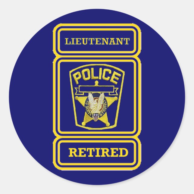 Police Lieutenant Retired Badge Classic Round Sticker (Front)