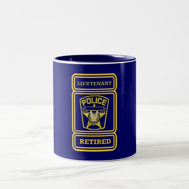 Police Lieutenant Retired Badge Two-Tone Coffee Mug (Center)