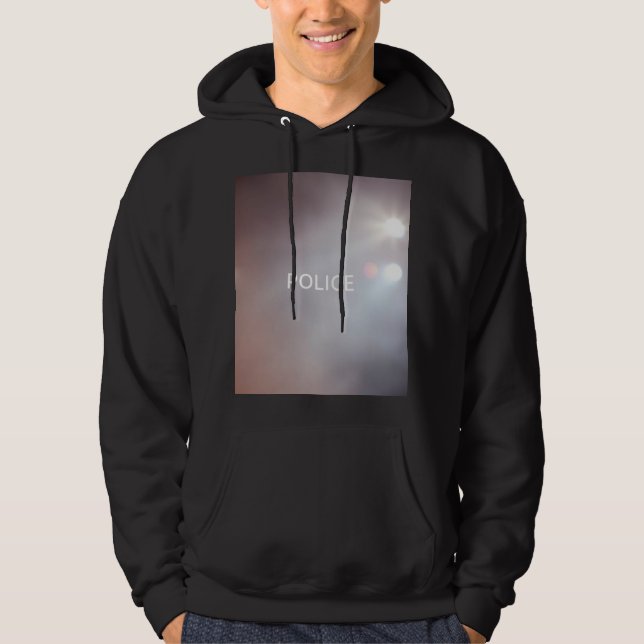 Police Lights – Flashing Emergency Night Design Hoodie (Front)