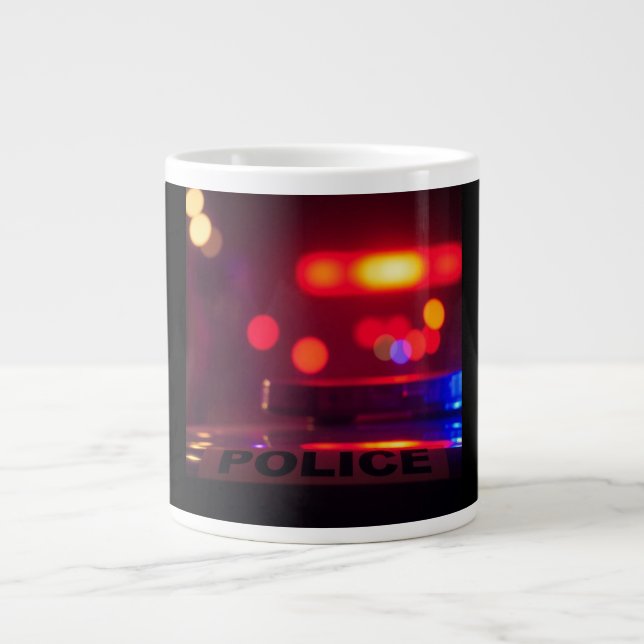 Police Lights – Flashing Emergency Night Large Coffee Mug (Front)