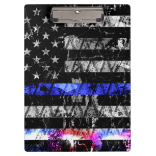 Police Lights Thin Blue Line Flag Clipboard