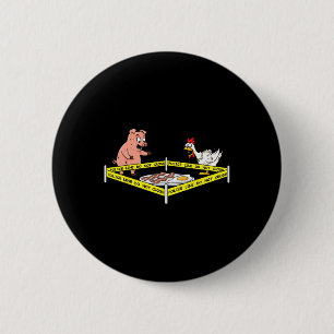 Police Line Do Not Cross Pig And Chicken Fun Food 6 Cm Round Badge