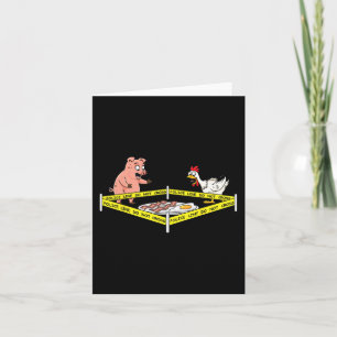 Police Line Do Not Cross Pig And Chicken Fun Food  Card