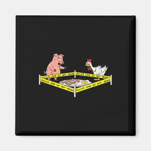 Police Line Do Not Cross Pig And Chicken Fun Food Magnet