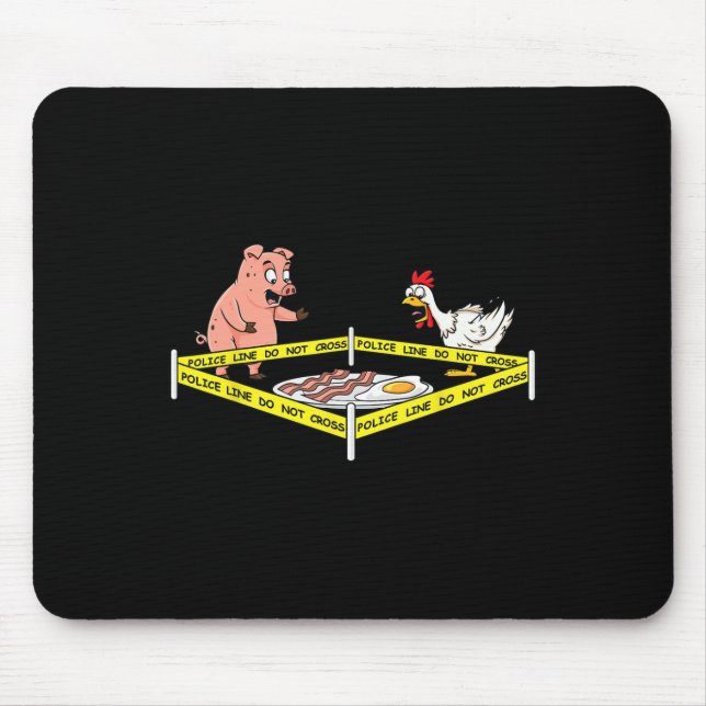 Police Line Do Not Cross Pig And Chicken Fun Food  Mouse Mat (Front)
