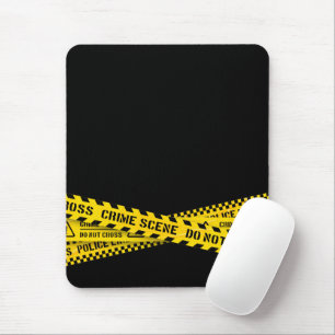 Police line with yellow do not cross crime scene mouse mat