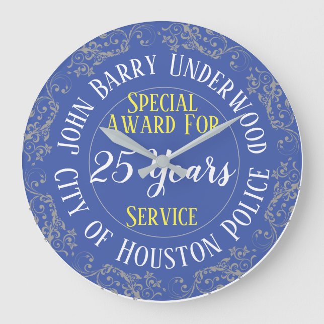 Police Long Service Award with Years Served Large Clock (Front)