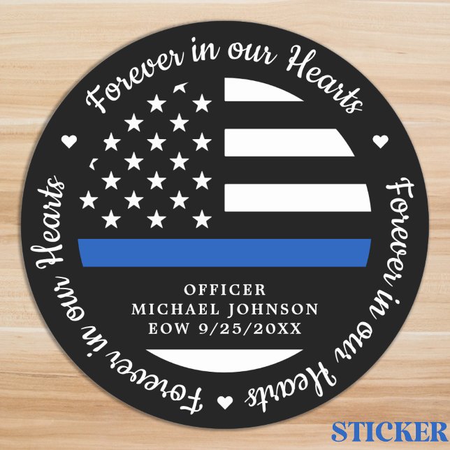 Police Memorial Fallen Officer Law Enforcement Classic Round Sticker (Creator Uploaded)