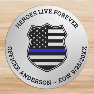 Police Memorial Heroes Live Forever Personalised  Car Magnet