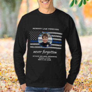 Police Memorial Officer Photo EOW Thin Blue Line T-Shirt